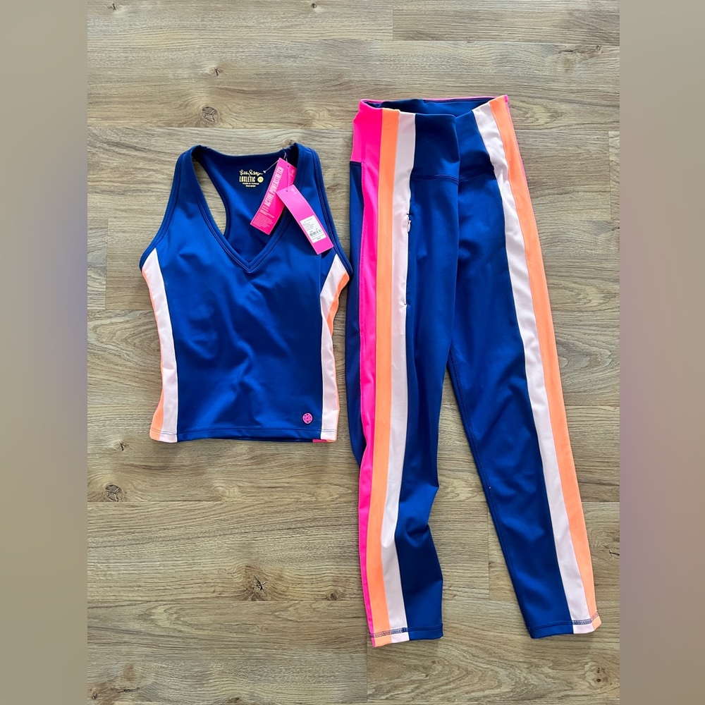 Lilly Pulitzer Oyster Bay Navy Luxletic Bra Top & Weekender Leggings Set